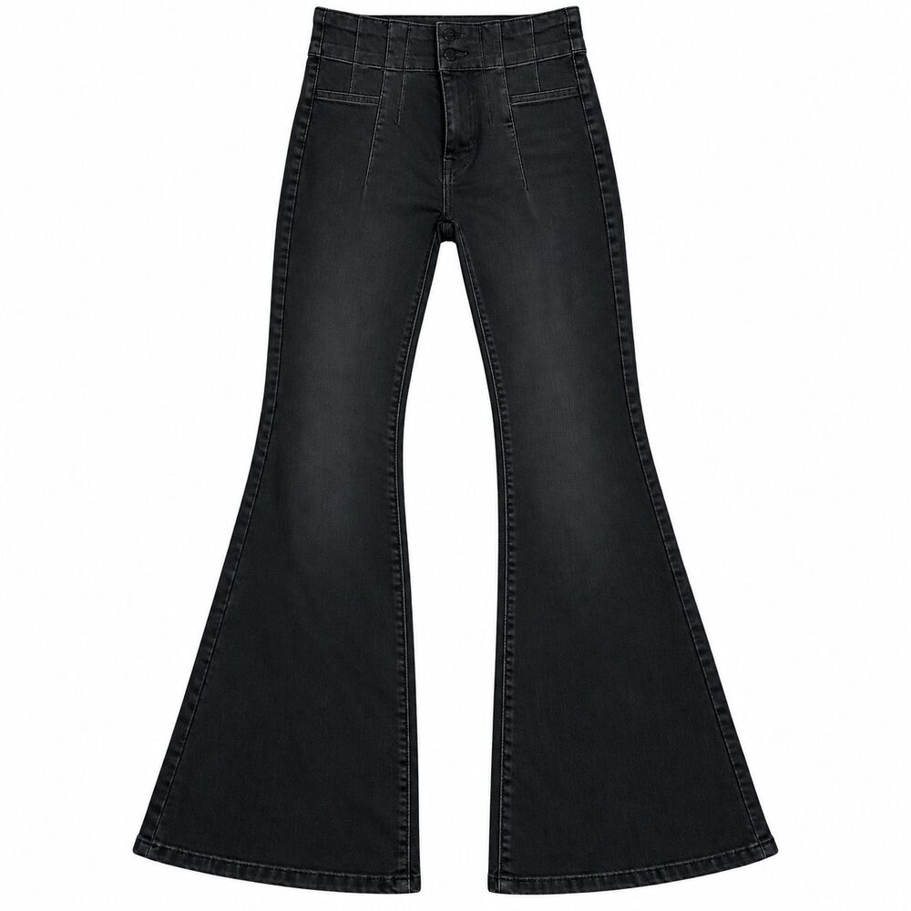 Free People We The Free Jayde Flare High Rise Black Jeans Festival Y2K 28